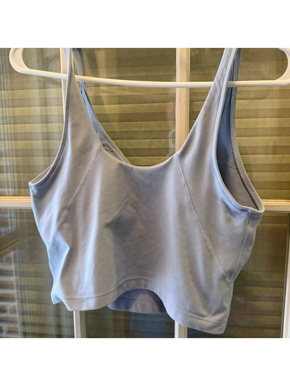 Lululemon Light Blue Athletic Crop Tank Top with V-Neck and Stretch Fabric